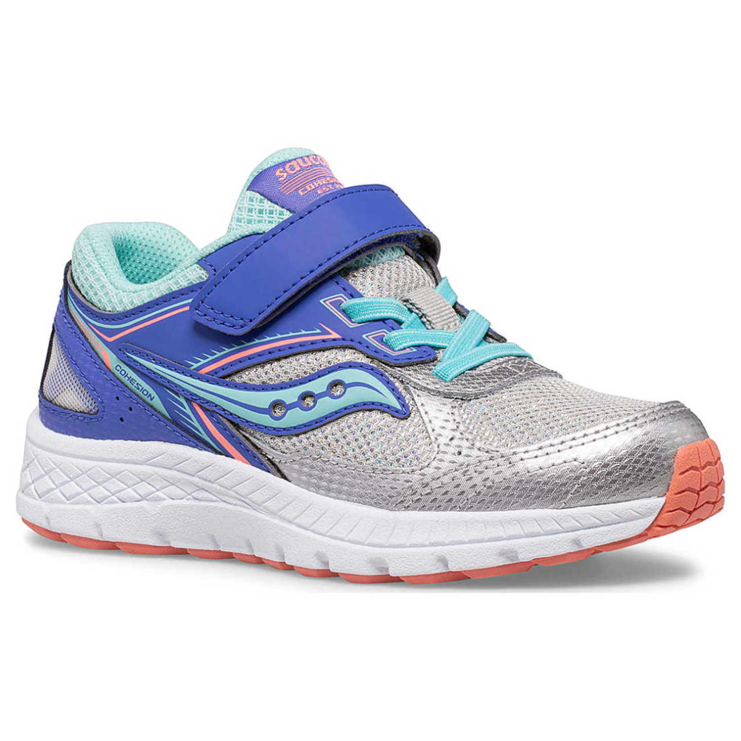 Saucony Cohesion 14 A C Silver Peri Turq WIDE Kiddie Kobbler St Laurent