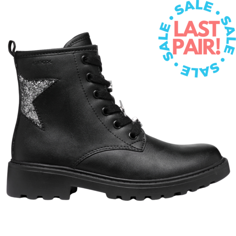 Geox J Casey Boot Black/Dk Silver (Child 2)