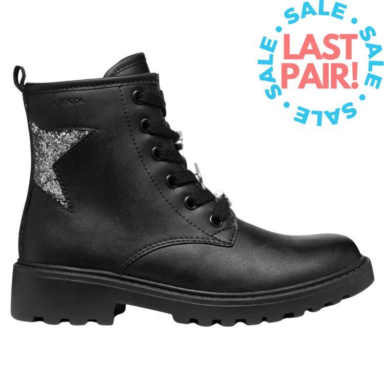 Geox Geox J Casey Boot Black/Dk Silver