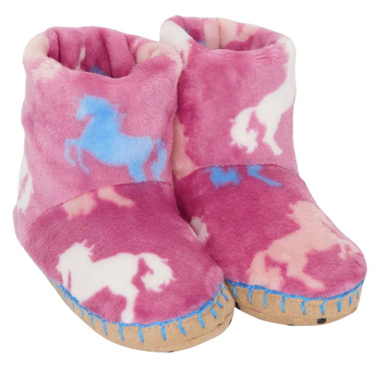 Hatley Hatley Beautiful Horses Fuzzy Fleece Slipper