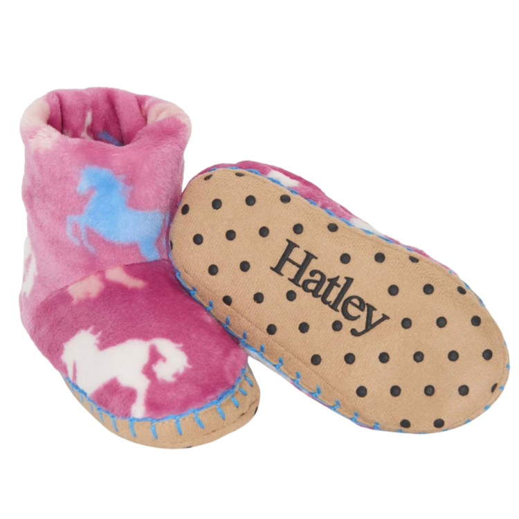 Hatley Hatley Beautiful Horses Fuzzy Fleece Slipper