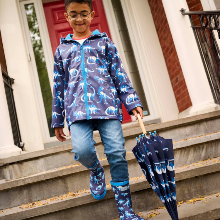 Hatley Hatley Colour Changing Painted Dino Raincoat