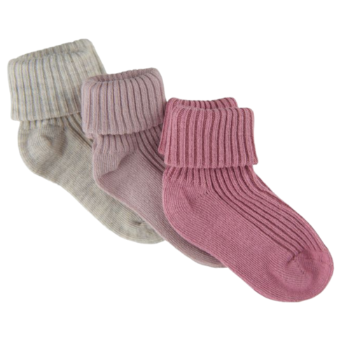 Minymo Baby Ribbed (3PK) Rose Smoke