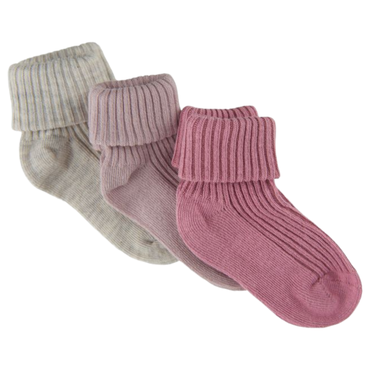 Minymo Minymo Baby Ribbed (3PK) Rose Smoke