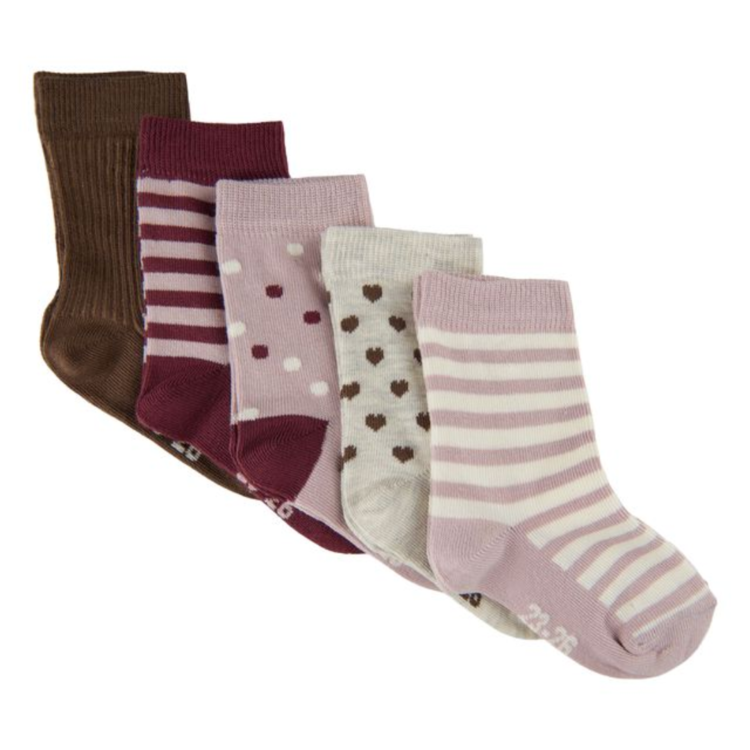 Minymo Minymo Pattern Sock (5PK) Rose Smoke