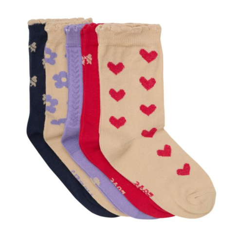 Minymo Pattern Sock (5PK) Hearts