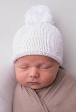 Huggalugs Pom Pom Beanie White Newborn