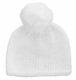Huggalugs Pom Pom Beanie White Newborn