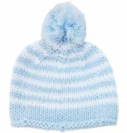 Huggalugs Aran Cable Natural Double Pom Newborn Beanie Hat