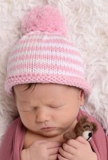 Huggalugs Pom Pom Beanie Pink Stripe Newborn