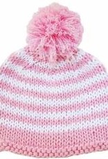 Huggalugs Pom Pom Beanie Pink Stripe Newborn