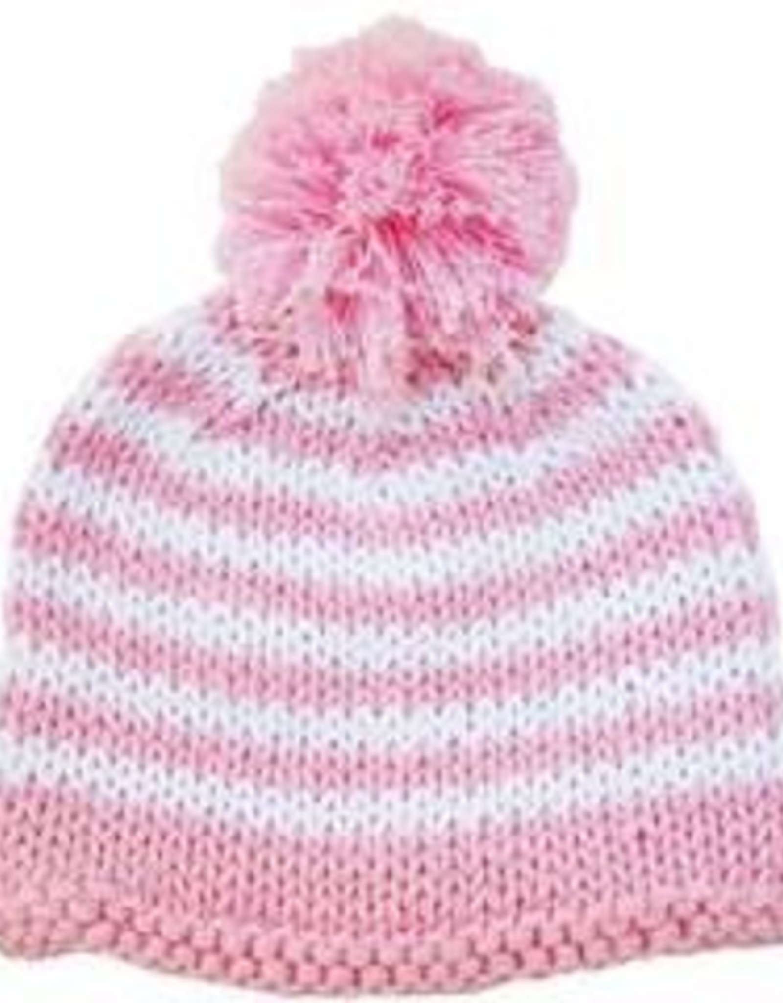 Huggalugs Pom Pom Beanie Pink Stripe Newborn