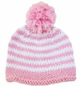 Huggalugs Pom Pom Beanie Pink Stripe Newborn