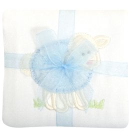 3 Marthas appliqued burp pad blue lamb