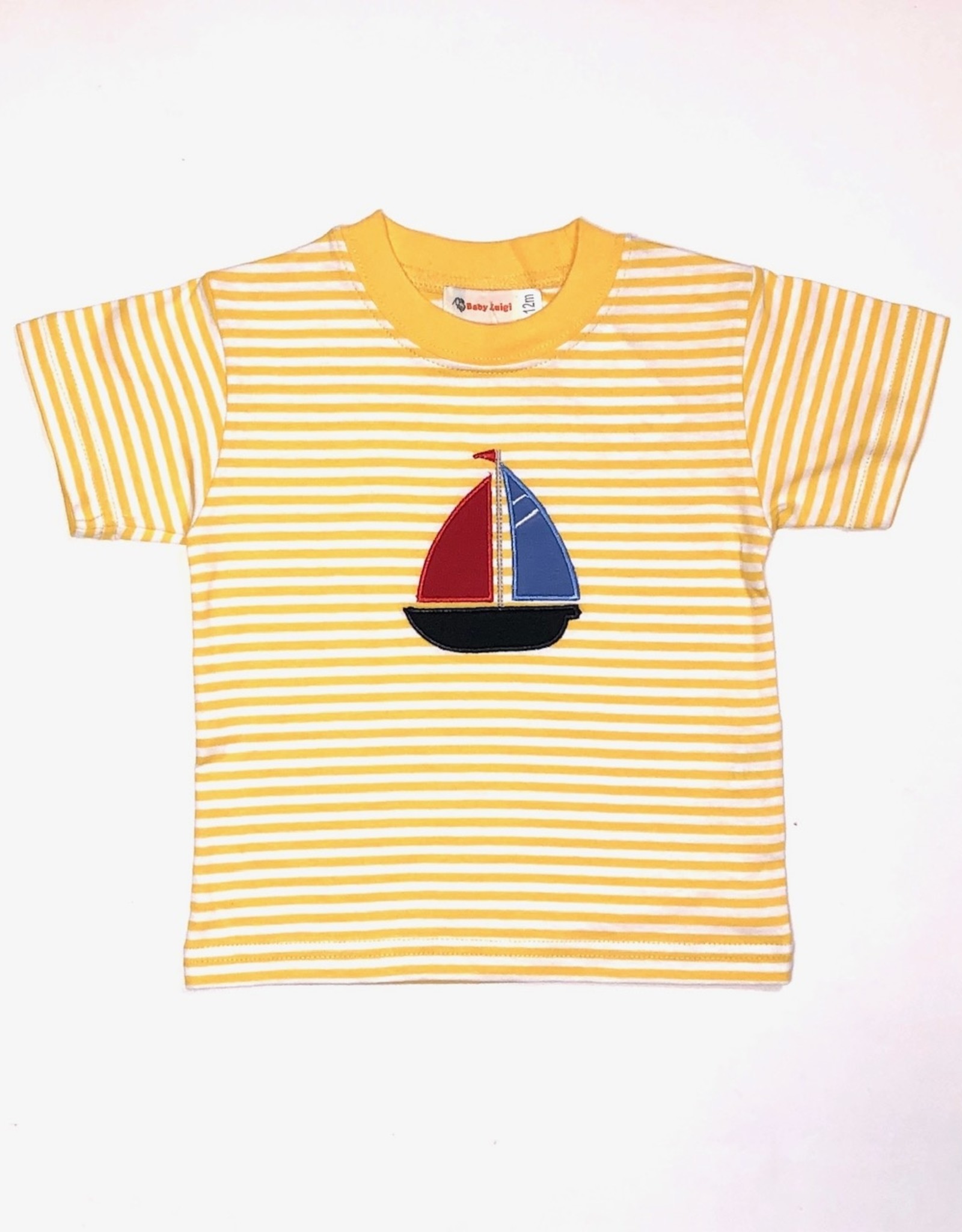 Luigi T018 Yellow Stripe Sailboat Shirt
