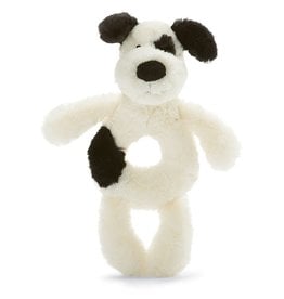 Jellycat Bashful Black & Cream Puppy Ring Rattle