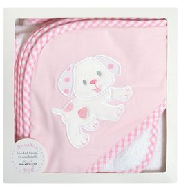 3 Marthas Boxed Hooded Towel Set Pink Puppy