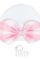 Paty, Inc. 126RBW Bow Beanie Cap Newborn Pink Check