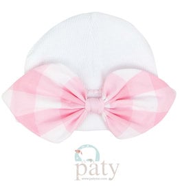 Paty, Inc. Bow Beanie Cap Newborn Pink Check