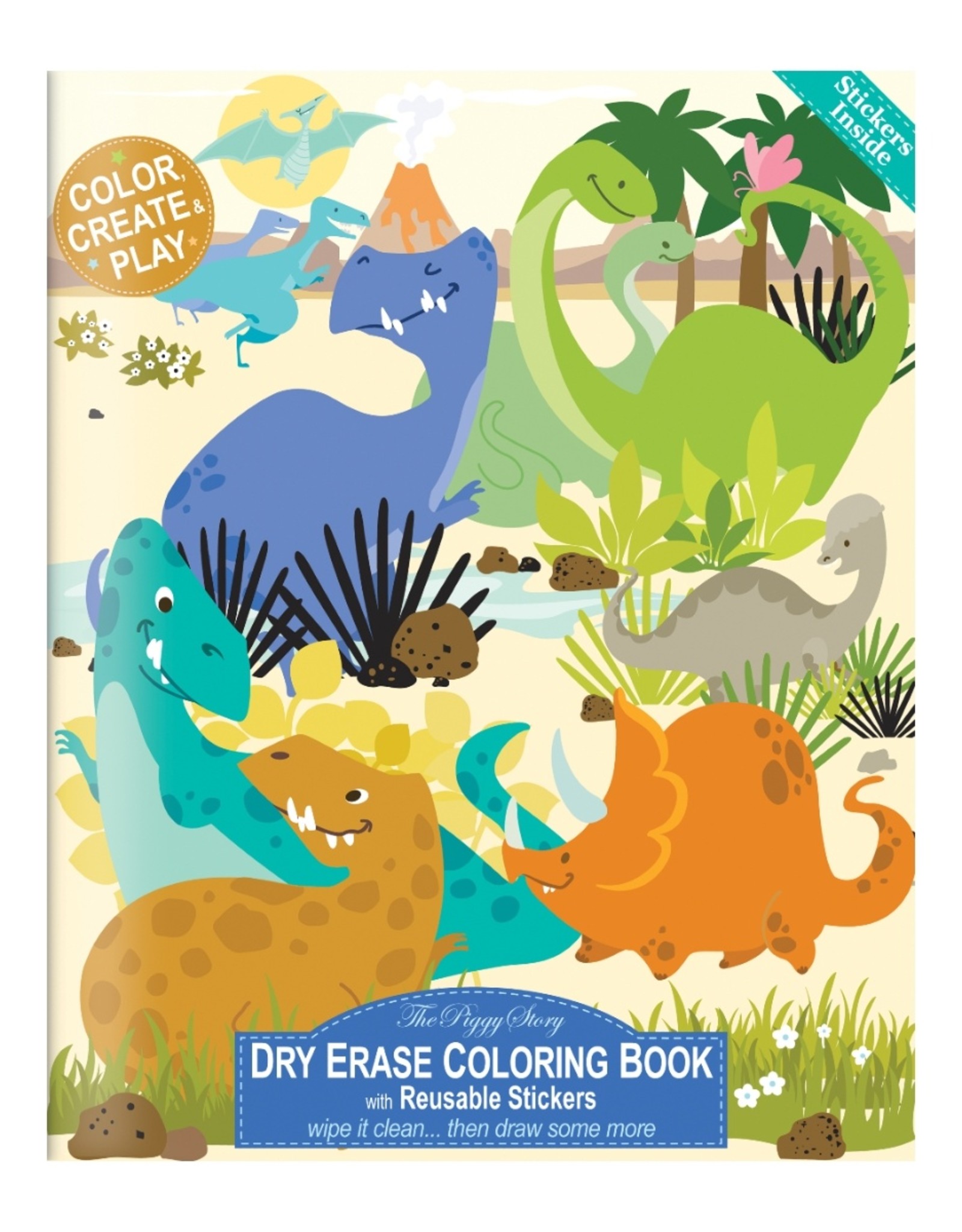 The Piggy Story Dinosaur World Dry Erase Coloring Book