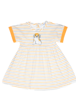 Ishtex 1F15 Grey/Orange Stripe Empire Dress