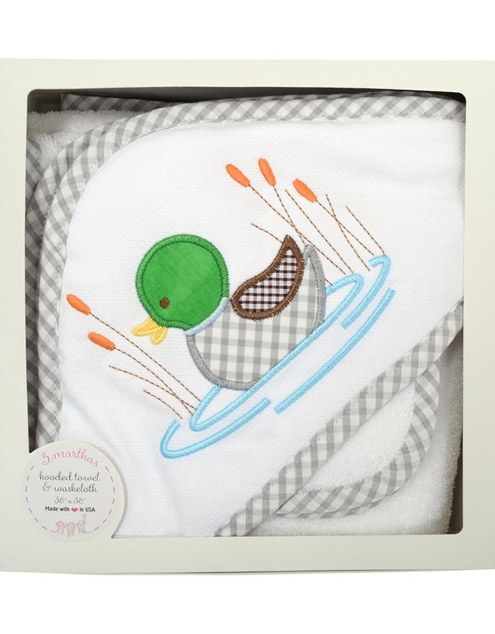 3 Marthas 3M Boxed Hooded Towel Set Mallard