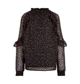 Creamie Black Floral Blouse