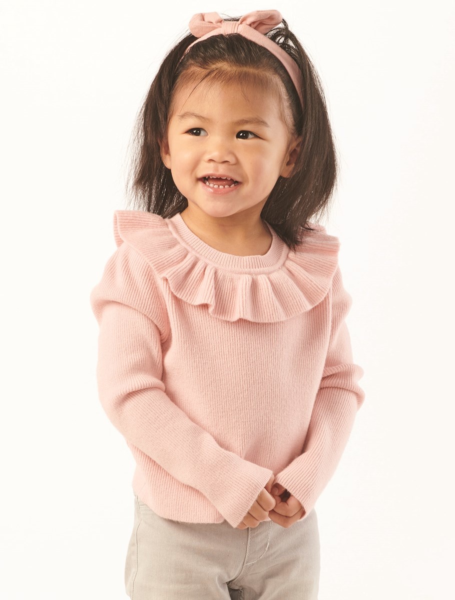 Pink top ruffle sweater