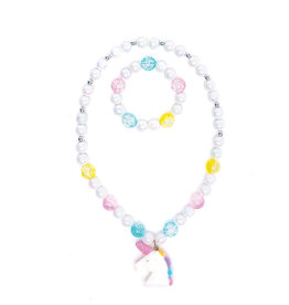 GreatPretenders White Unicorn Necklace & Bracelet Set