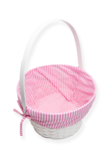 Burton & Burton Lined Easter Basket w/ Embroidery Hot Pink Stripe