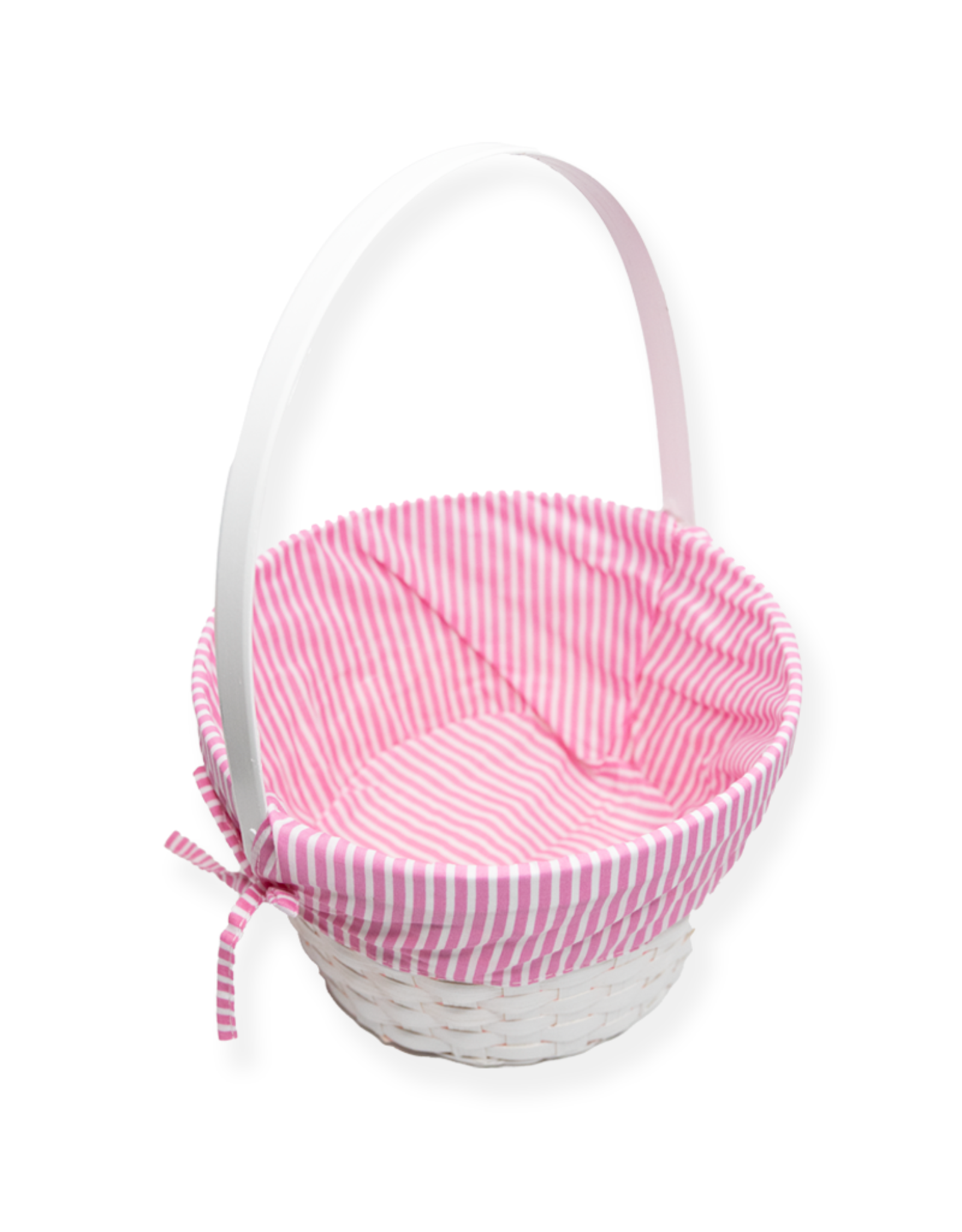 Burton & Burton Lined Easter Basket w/ Embroidery Hot Pink Stripe