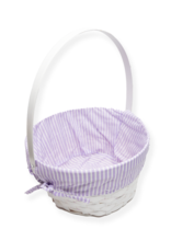 Burton & Burton Lined Easter Basket w/ Embroidery Lavender Stripe