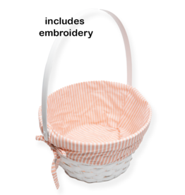 Burton & Burton Lined Easter Basket w/ Embroidery Peach Stripe