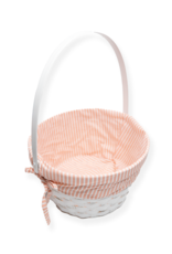 Burton & Burton Lined Easter Basket w/ Embroidery Peach Stripe