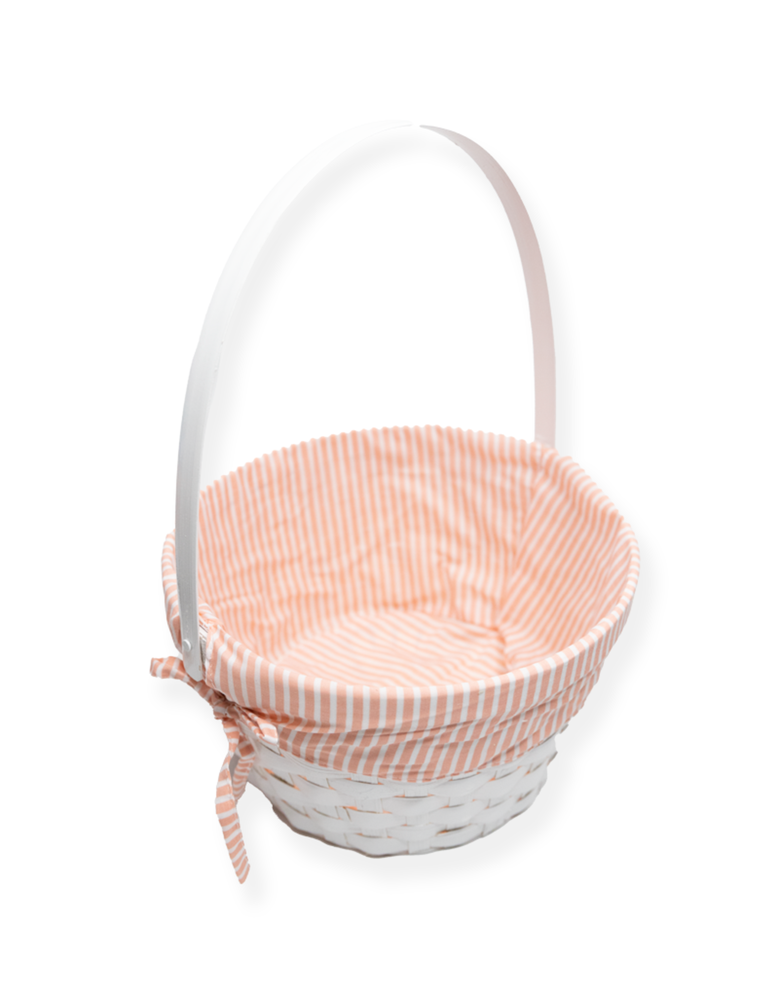 Burton & Burton Lined Easter Basket w/ Embroidery Peach Stripe