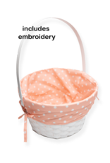 Burton & Burton Lined Easter Basket w/ Embroidery Peach Dot