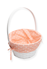 Burton & Burton Lined Easter Basket w/ Embroidery Peach Dot