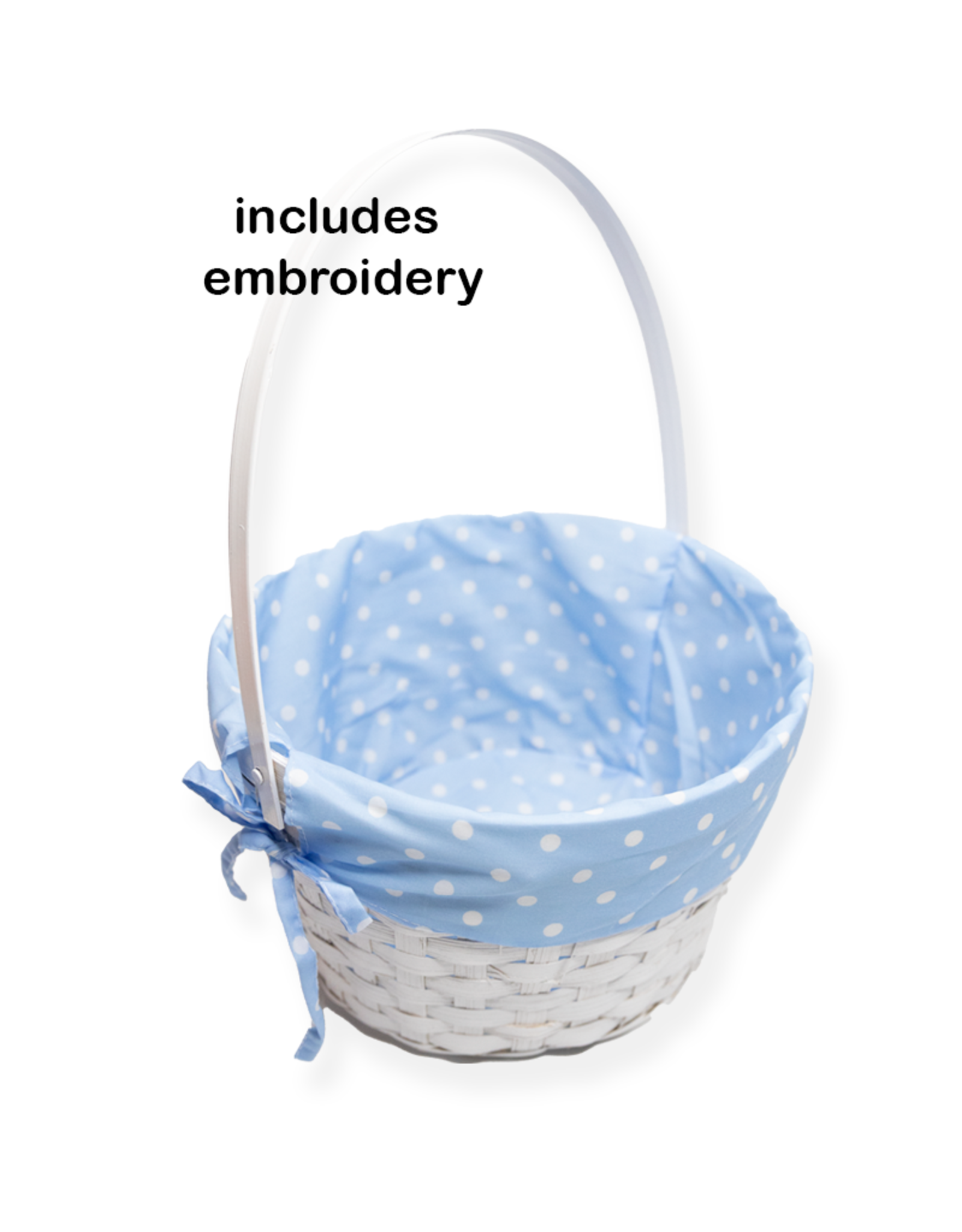 Burton & Burton Lined Easter Basket w/ Embroidery Blue Dot
