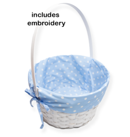 Burton & Burton Lined Easter Basket w/ Embroidery Blue Dot