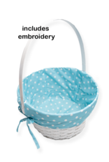 Burton & Burton Lined Easter Basket w/ Embroidery Aqua Dot