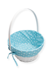 Burton & Burton Lined Easter Basket w/ Embroidery Aqua Dot