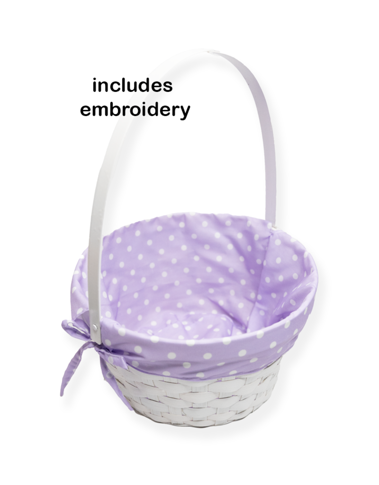 Burton & Burton Lined Easter Basket w/ Embroidery Lavender Dot