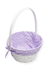Burton & Burton Lined Easter Basket w/ Embroidery Lavender Dot