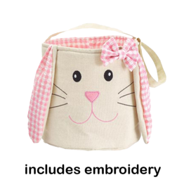 Burton & Burton Fabric Bunny Basket w/Embroidered Ear Pink