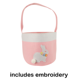 Groovy Holidays Bunny Basket w/embroidery April Pink