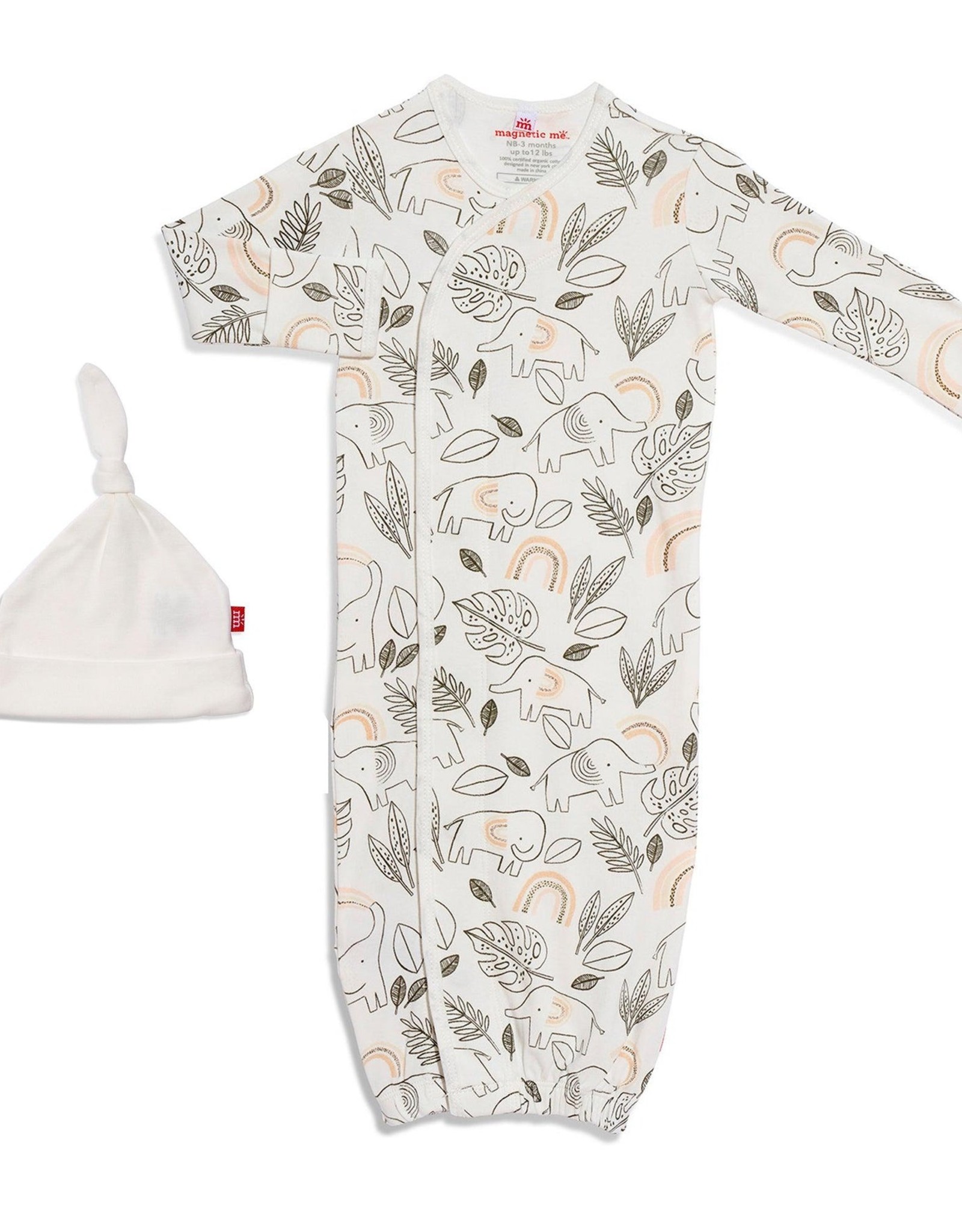 Magnetic Me MM Organic Cotton Gown/Hat Set Ellie Go Lucky Cream