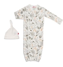 Magnetic Me Organic Cotton Gown/Hat Set Ellie Go Lucky Cream