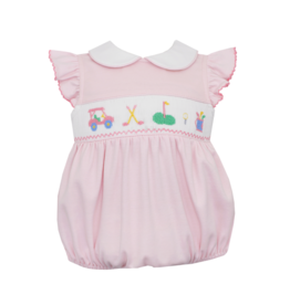 Petit Bebe Knits Girls Pink Dress - Smocked Golf Bags
