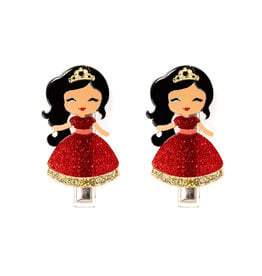 Lilies & Roses Alligator Clips Cute Doll Red Dress