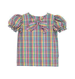 TBBC Short Sleeve Beatrice Bow Blouse Paint Set Plaid TBBC Short Sleeve Beatrice Bow Blouse Paint Set Plaid
